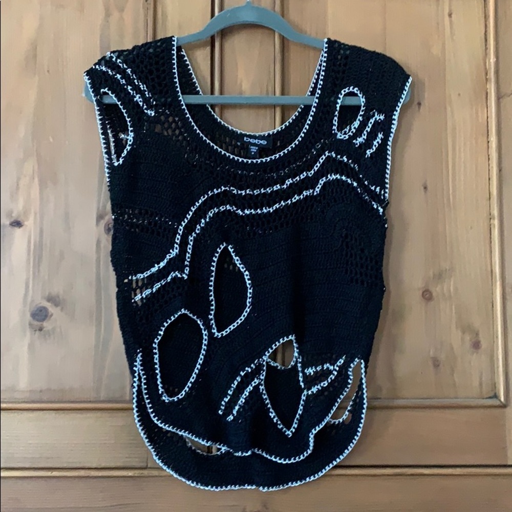 Bebe Crochet and Chain Sleeveless Top